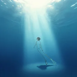 underwater, filtered light, minimalist drawing