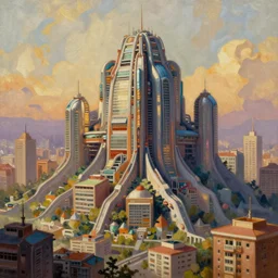 slum mountain futuristic urban, concept art, beautiful composition, hyperdetailed oil painting, photorealistic, cinematic, warm colors, 8 k, trending on artstation