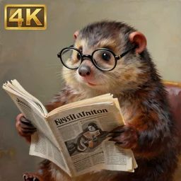a painting of a mole animal wearing glasses reading a newspaper, by jason edmiston, color grading, exposure, 8 k