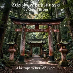 Zdzisław Beksiński by Gerald Brom, Japanese Torii Gate in a lush forest
