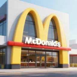 exterior shot of a mcdonalds, abstract architecture, archviz, render, highly detailed, 4 k, surrealistic, ultra realism