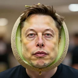 elon musk's face made out of melon, highly detailed, trending on artstation, bokeh, 9 0 mm, f / 1. 4