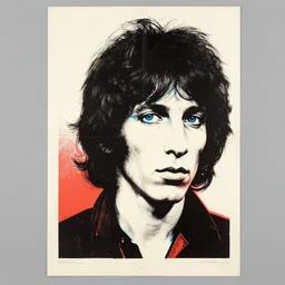 Jim Morrison, Detailed, 1970's, Art Poster, Screen print, Cream paper, black, red and cyan ink