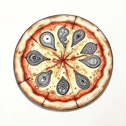 pizza:: zentangle art :: ink illustration