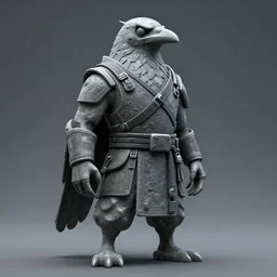 anthropomorphic stone raven in cyber samurai attire. photo by greg rutkowski