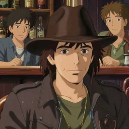 artwork by michael whelan and tomer hanuka, laurent durieux, close up portrait of jack black biker, bar in background, in scene in twin peaks, full of details, by makoto shinkai and thomas kinkade, matte painting, trending on artstation and unreal engine