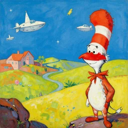 gippsland landscape in the style of dr. seuss, starships, painting by raphael lacoste