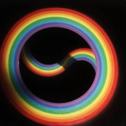 matte painting of twisting rainbow in black sky. trending on artstation.