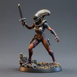 80mm resin detailed miniature of a Alien fighting a Female warrior, Product Introduction Photos