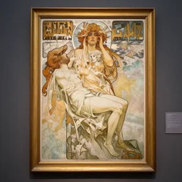 a masterpiece painting by alfons mucha exposed at the louvre : the death of revolution