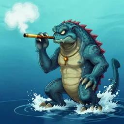 sea monster smoking a blunt