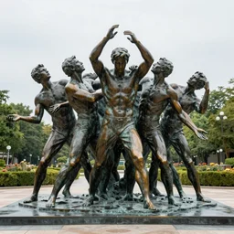 utterly breathtaking sculpture of raining men, bronze sculpture, outdoor sculpture garden, HD, 8K, 4K, professional photography, Sigma 18-35mm,