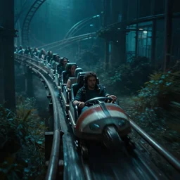 Backrooms the rollercoaster level, cinematic shot, cinematic lighting, 4k HD, motion blur