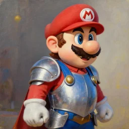 mario in a knight armour ( oil painting )