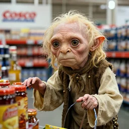 lord of the rings gollum, gollum, gollum buying groceries at cosco