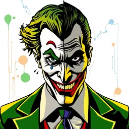 die cut sticker, bilateral split saul goodman as the joker, splater paint