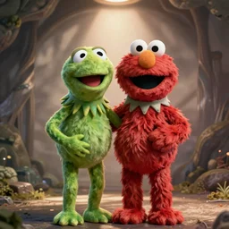 kermit and elmo fused into one being