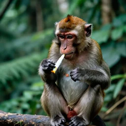 a monkey snort cocain, monkey, cocaine, drug, jungle, 8 k, photographic