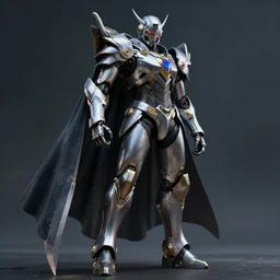 cyborg warrior with blade like cape, full body, hyper detailed, cinematic, dramatic lighting