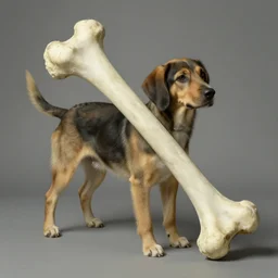 a dog with a huge bone, muted colors, by jean - baptiste monge