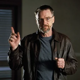 film still of Walter White as Doc Brown in Back To The Future, 4k