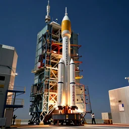 a banana rocket on launch pad at wenchang space launch site
