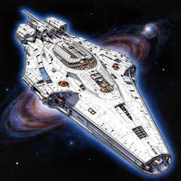 a stunning digital manga drawing of a monumental galactic space ship by yusuke murata