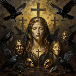 biden in dante's inferno painting, crows, crosses, dark beauty, rotten gold, perfect faces, extremely detailed, cinema 4 d, unreal engine.