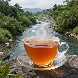 landscape, river made of hot tea