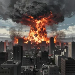 a city being annihilated by nuclear hellfire, painted by tsutomu nihei, melancholy