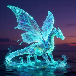 florescent dragon with butterfly wings on a dusk lands, glow wave, neon, luminescent, digital art, trending on artstation, behance, deviantart, unreal engine 5, octane i, smooth, fantasy art, intricate detailed