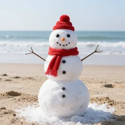 snowman on a beach