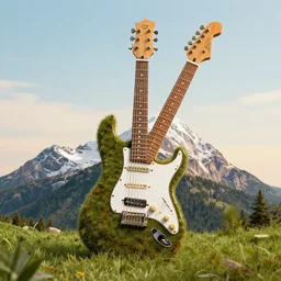 an electric guitar shaped mountain