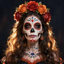 Illustration of a sugar skull day of the dead girl, art by loish