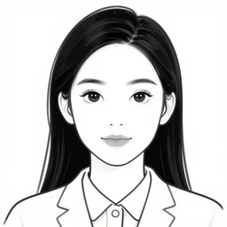illustration vector fine line art of pretty face career woman,trending on shutterstock