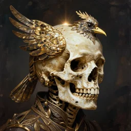 man with skull in the shape of a bird,