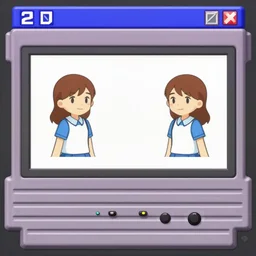 screenshot of the 2 d talking simulation game, a girls character, snes