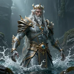 god of water, concept art, highly detailed, digital painting, cinematic light, sharp focus, octane render