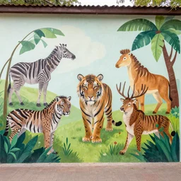 mural of zoo animals by artist william woodward