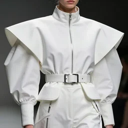 vogue fashion photography of model wearing white clothing, futuristic fashion, photo 3 5 mm leica, hyperdetail, 8 k, very detailed