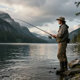 Fly fisherman at birthday party