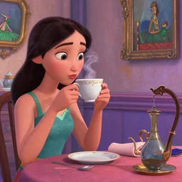 a woman drinking tea by Pixar!!! (((Pablo Picasso)))