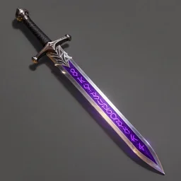 3 feet long broad sword, frostmourne, purple glowing inscription, 8 k, 4 k, concept art, digital painting, game concept art, lord of the rings, fantasy setting