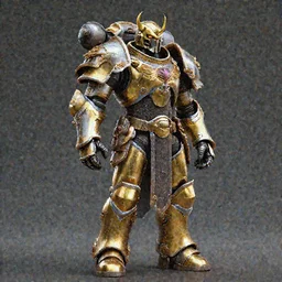 a photorealistic 3D render of a full body dark side knight (as an archetypal DnD isekai Demon Lord) wearing power armor made of gold and silver, inspired by Fallout, unreal engine, octane render, cinematic lighting, a sense of evil, detailed hard surface boss character concept art, character design, hyper realism, high detail, depth of field, stunning cgsociety, HD, HDR, 4k