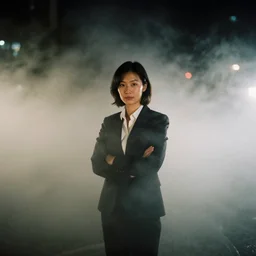 fujifilm superia x - tra 4 0 0 photograph of business lady at night volumetric fog