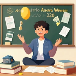 student angrily trying to juggle their schoolwork, a part-time job, and extracurricular activities, award winner 2020, digital art