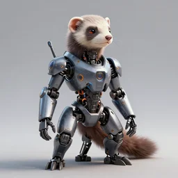 futuristic dungeons and dragons ferret robot, robotic animal 3 d render, artstation trending, octane render, robot animal ferret, concept robot, cyberpunk ferret, robot ferret by mickael lelievre and remi cuxac