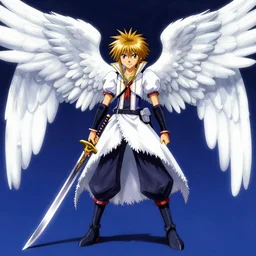 sephiroth, kingdom hearts, one - winged angel, extremely long katana, by tetsuya nomura