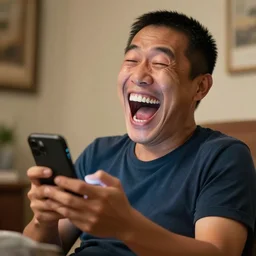 Markiplier maniacally laughing at a meme on his phone