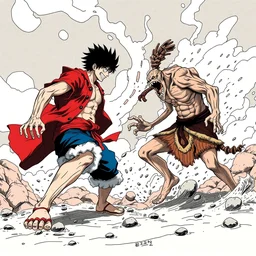 luffy vs kaido, in berserk style, by kentaro miura